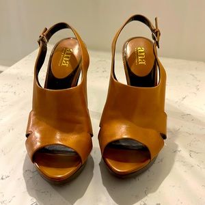 Tan peep toe sandal
